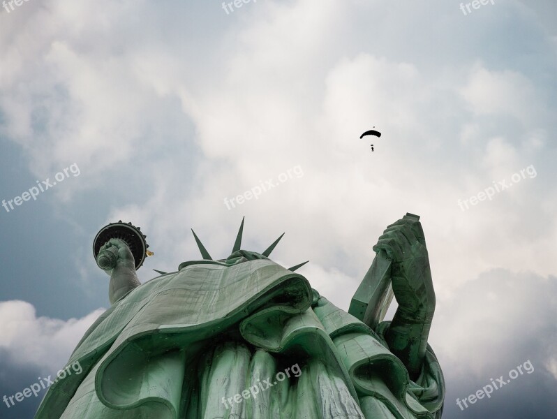 Statue Of Liberty Clouds Liberty Enlightening The World Torch Flame