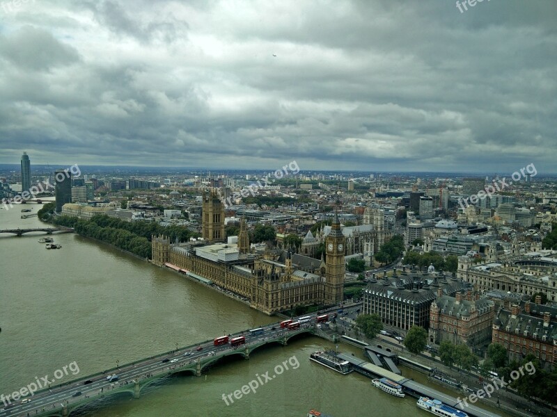 London Eye View Big Ben England Landmark