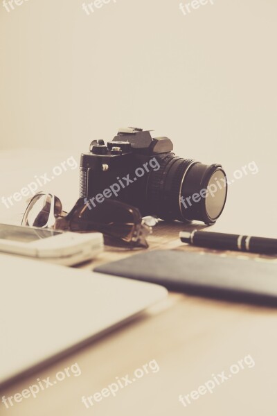 Stationary Table Camera Photo Lens Filtered