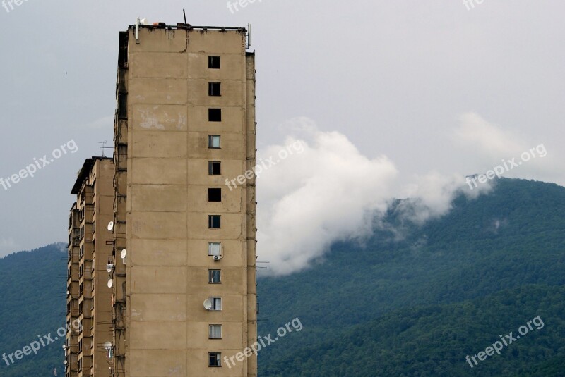 Gagra Abkhazia House Devastation Sky