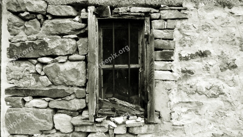 Window Ruined Old Brick Black