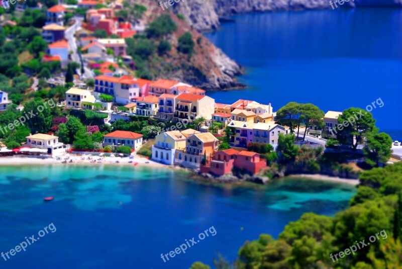 Miniature Aerial View Water Sea Bay