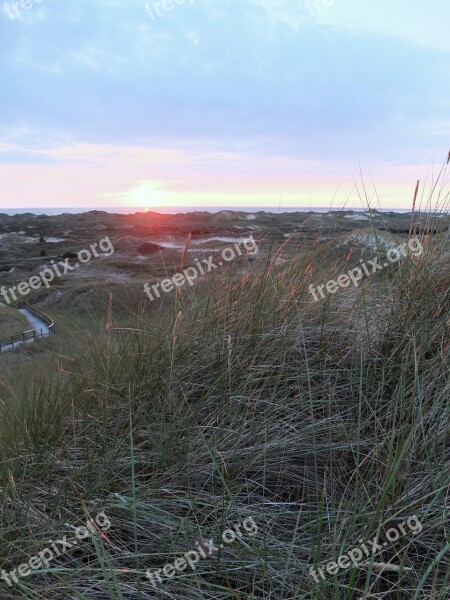 Amrum Sunset Evening Beach Sea