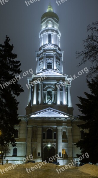 Cathedral Night Fog Dampness Snow