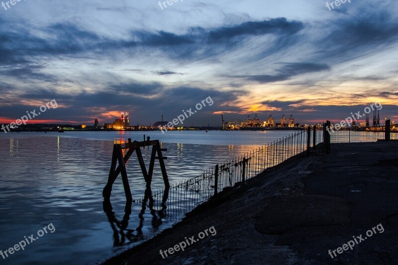 Port Water Southampton In The Evening England