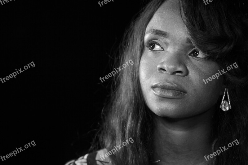 Thinking Black Woman Black White Free Photos