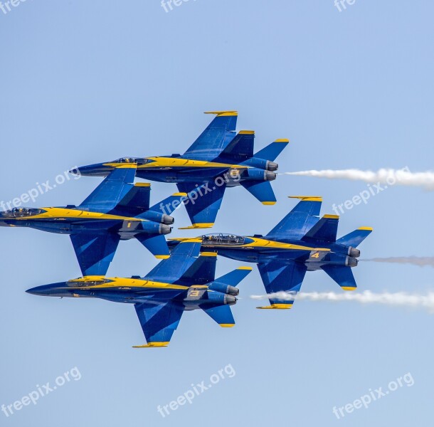 Airshow Formation Airplane Blue Angles Free Photos