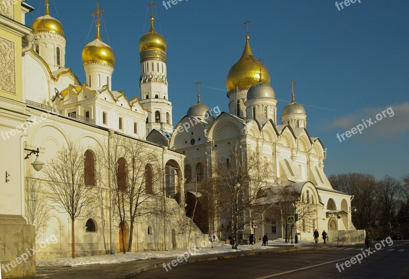 Kremlin Moscow Cathedral Orthodox Bulbs