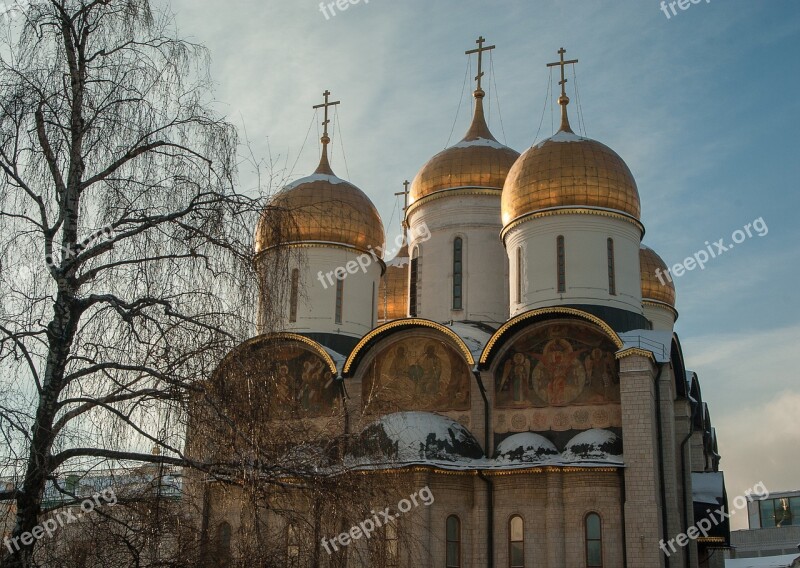 Moscow Kremlin Cathedral Bulbs Orthodox