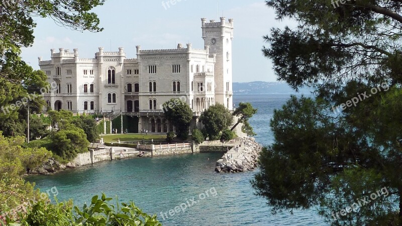 Castello Di Miramare Castle Adriatic Italian Italy