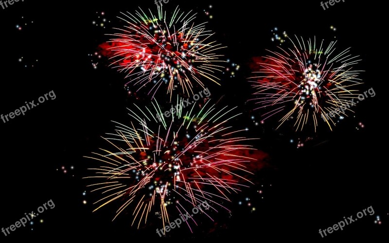 Fireworks New Year's Day New Year's Eve Colors Explosion