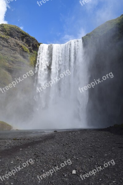 Waterfall Iceland Skogafoss Free Photos