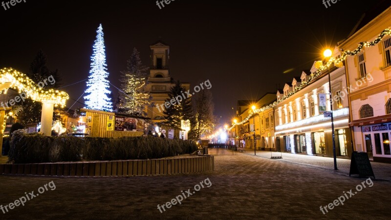 Christmas Poprad Slovakia In The Evening Night