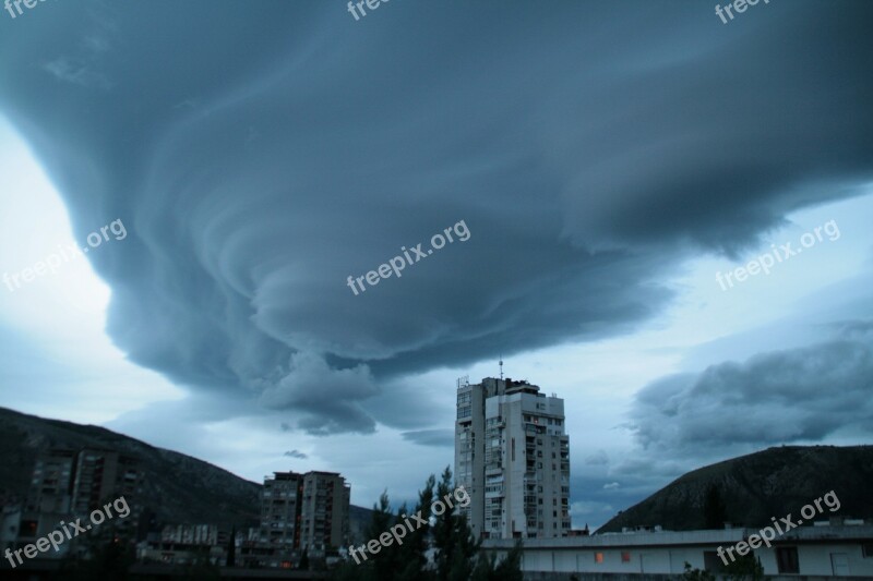 City Vortex Storm Clouds Sky