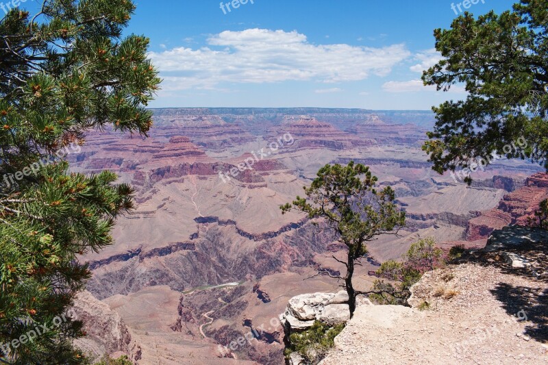 Grand Canyon Landscape Mountains America Usa