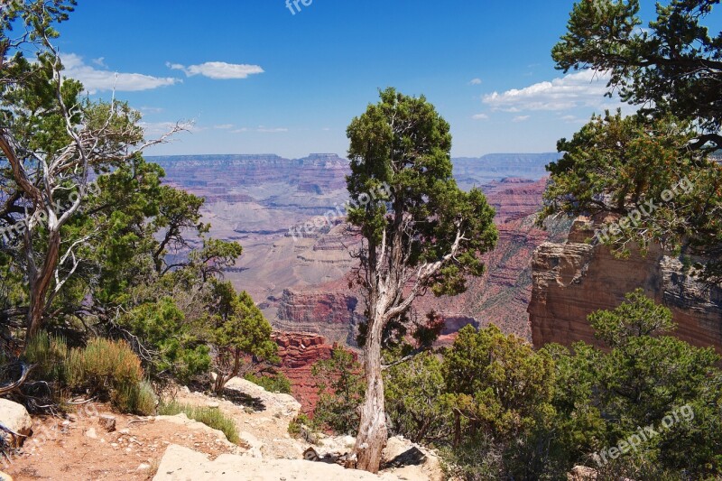 Grand Canyon Landscape Mountains America Usa