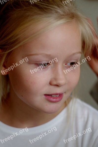 Portrait The Little Girl Blonde Free Photos