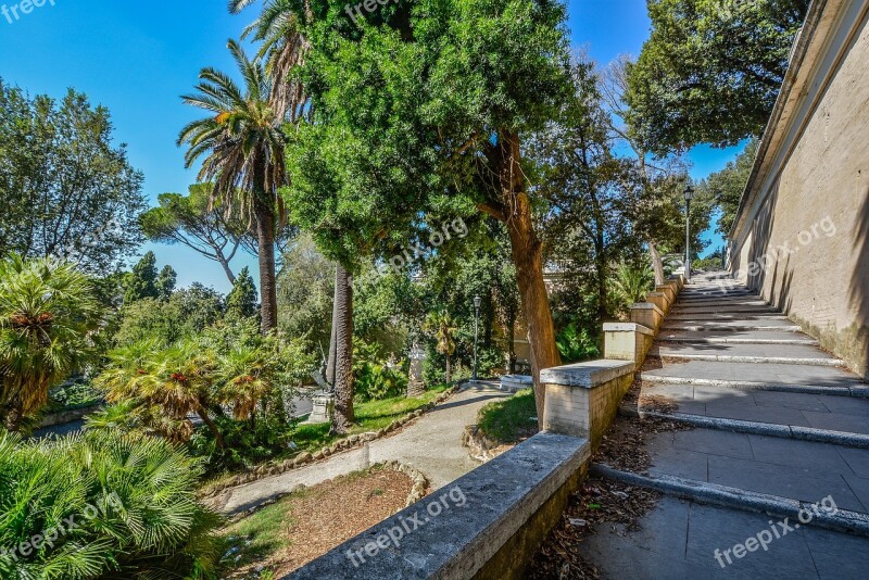 Rome Borghese Gardens Italy Steps