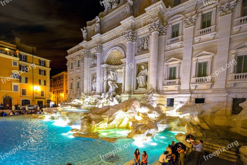 Trevi Fountain Water Blue Rome