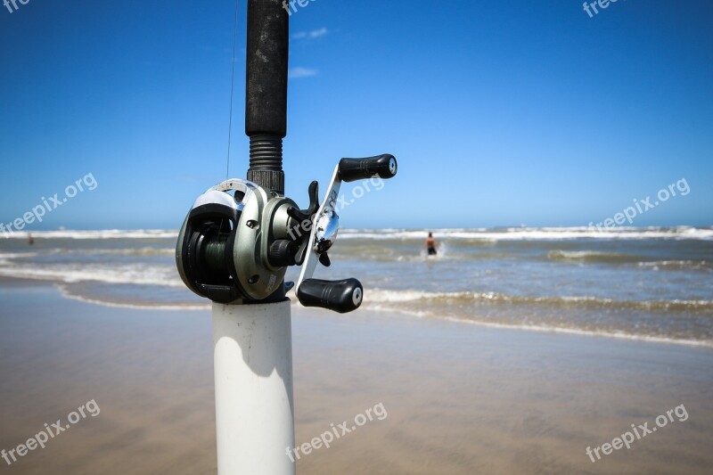 Fishing Reel Water Sea Coast Blue