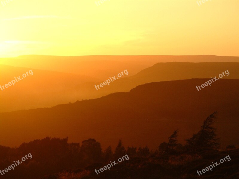 Peak District Sunset District Landscape Sky