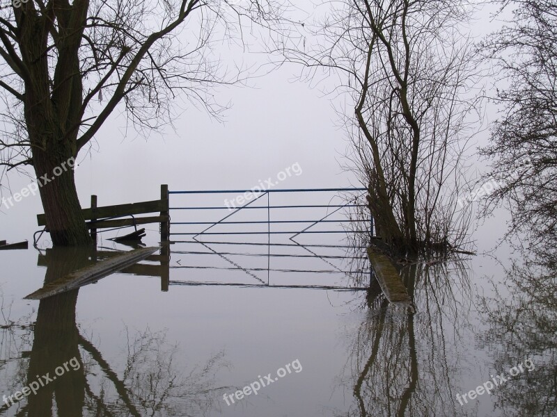 Flood Misty Farm Nature Landscape