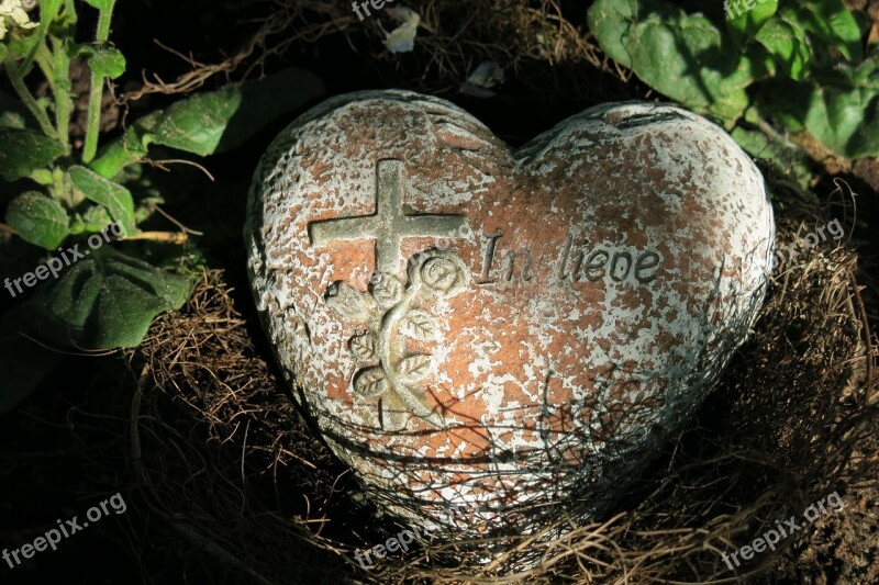 Cemetery Tombstone Heart Inscription Commemorate