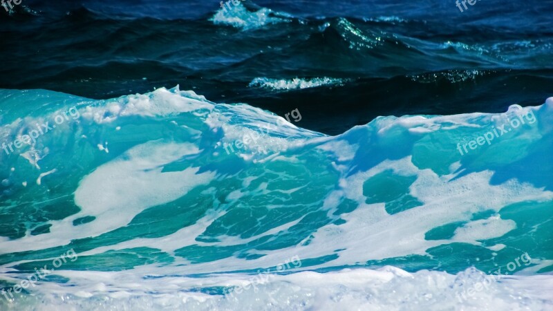 Wave Blue Smashing Sea Beach