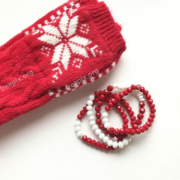 Christmas Gloves Red Gifts Bracelets