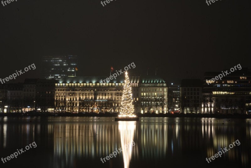 Alster At Night Hamburg Christmas Market Christmas Lights