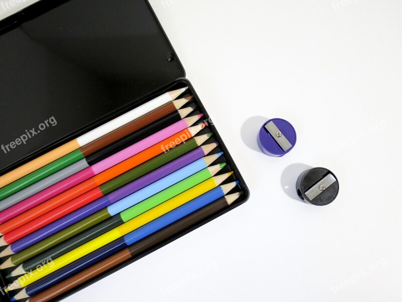 Colorful Colored Pencils Creativity White Box