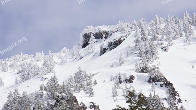 Winter Crater Lake Nation Park Nature Landscape