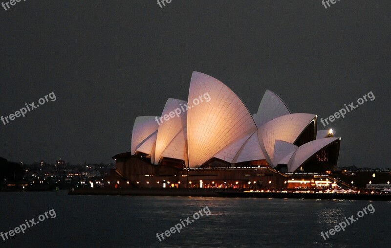 Sydney Opera House Night Harbor City Landmark