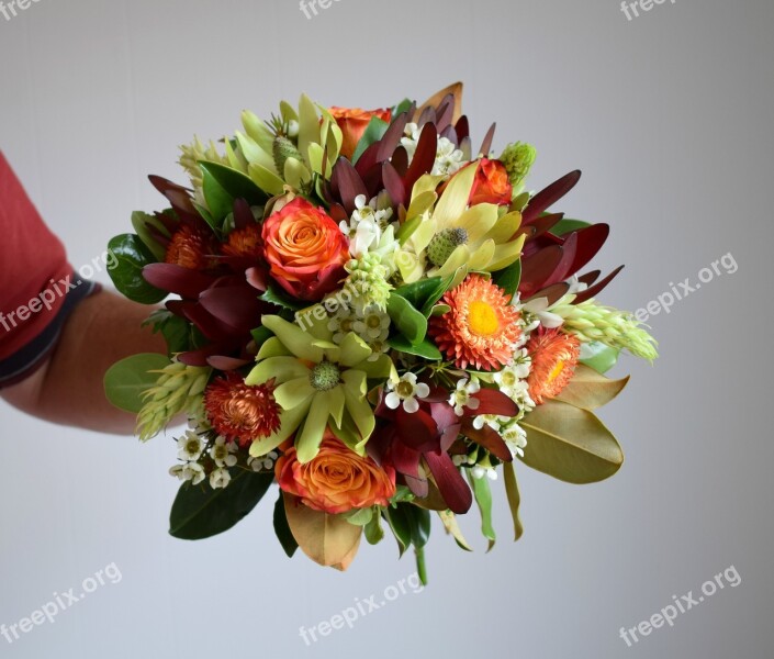 Bouquet Flowers Roses Florist Free Photos