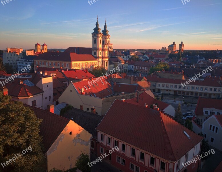 Eger Cityscape Hungary Sunset Wine