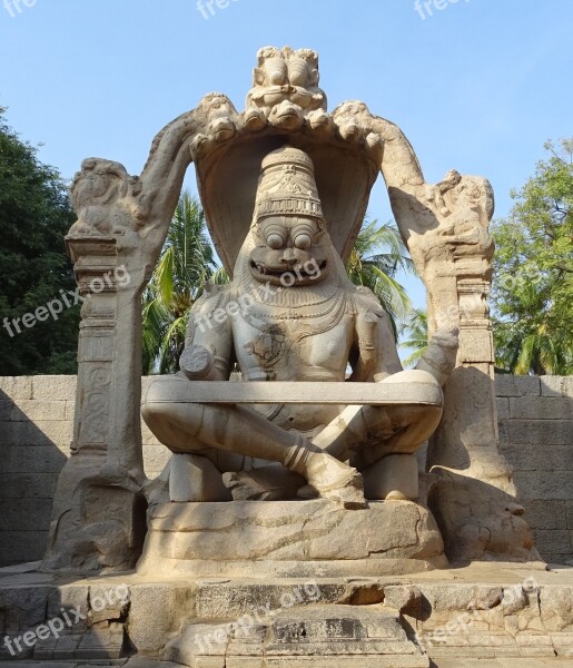 Narasimha Vigraha Ugra Narasimha Statue Sculpture Hampi