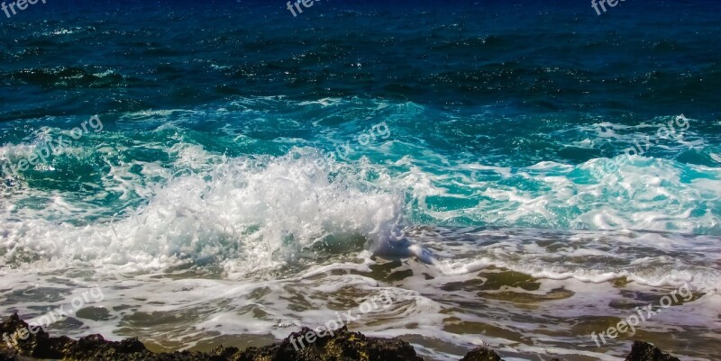 Wave Smashing Sea Water Beach