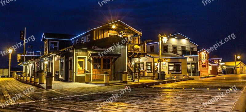 Wharf Night Building Travel Business