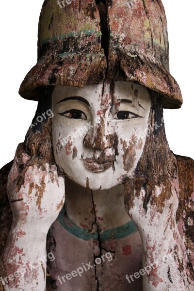 Wood Statue Sculpture Statue Wooden Thailand