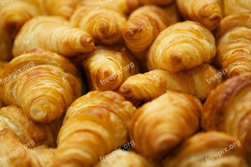 Croissants Breakfast Baked Goods Food Crispy