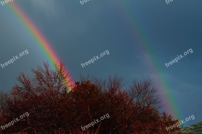 Rainbow Double Rainbow Sky Free Photos