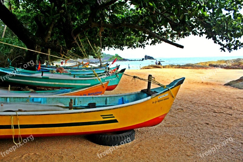 Beach Boat Gokarna India Free Photos