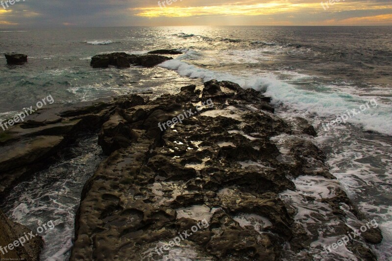 Ocean Rocks La Jolla Seaside Sunset