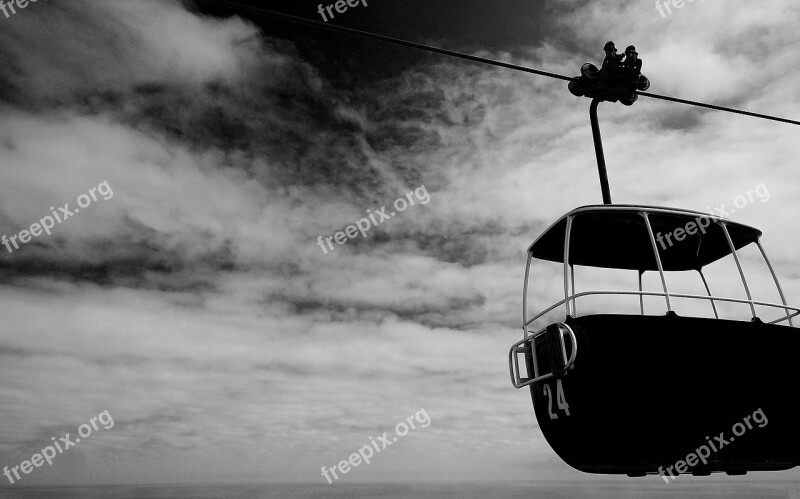 Funicular Black White Landscape Nature