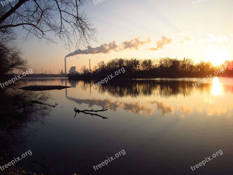 Evening Sun Winter Lake Industry