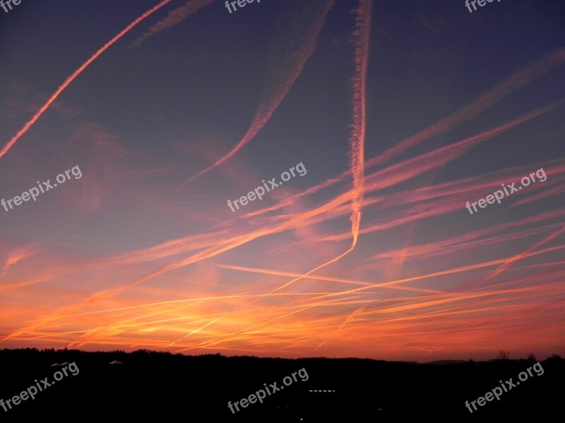 Sunset Airplanes Red Orange Air