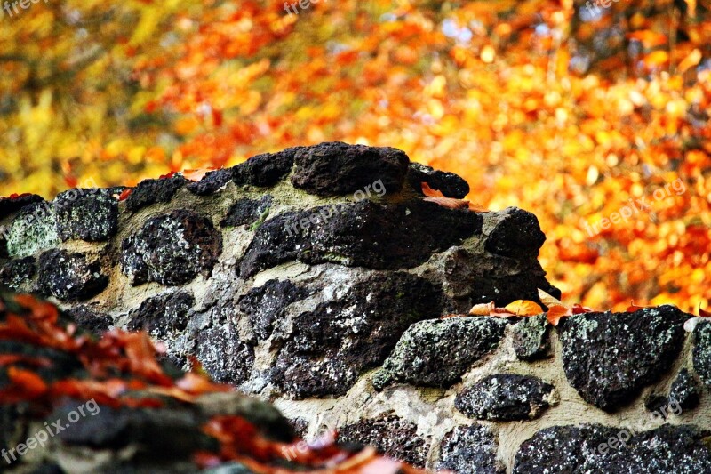 Wall Stone Feilenmoos Stone Wall Autumn