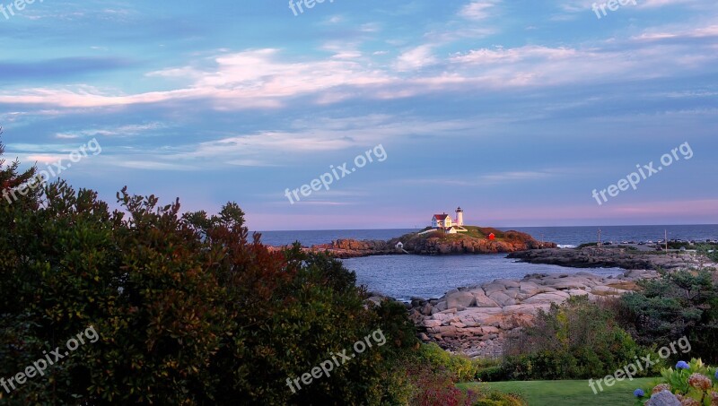 Neddick Light Lighthouse Maine Sky Clouds