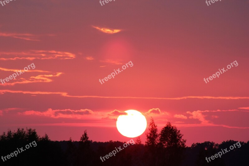 Pink Sunset Evening Sky Nature Free Photos