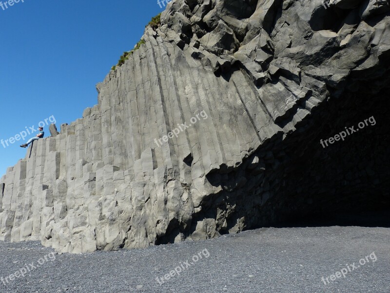 Iceland Beach Sand Black Stone Rock